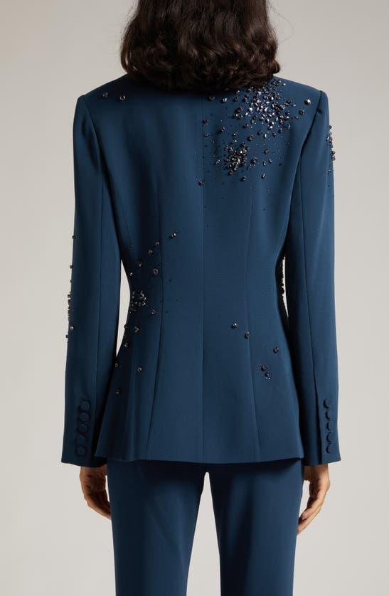 Rhinestone Crackle Embellished Cheyenne Blazer In Peacock Blue Product Image