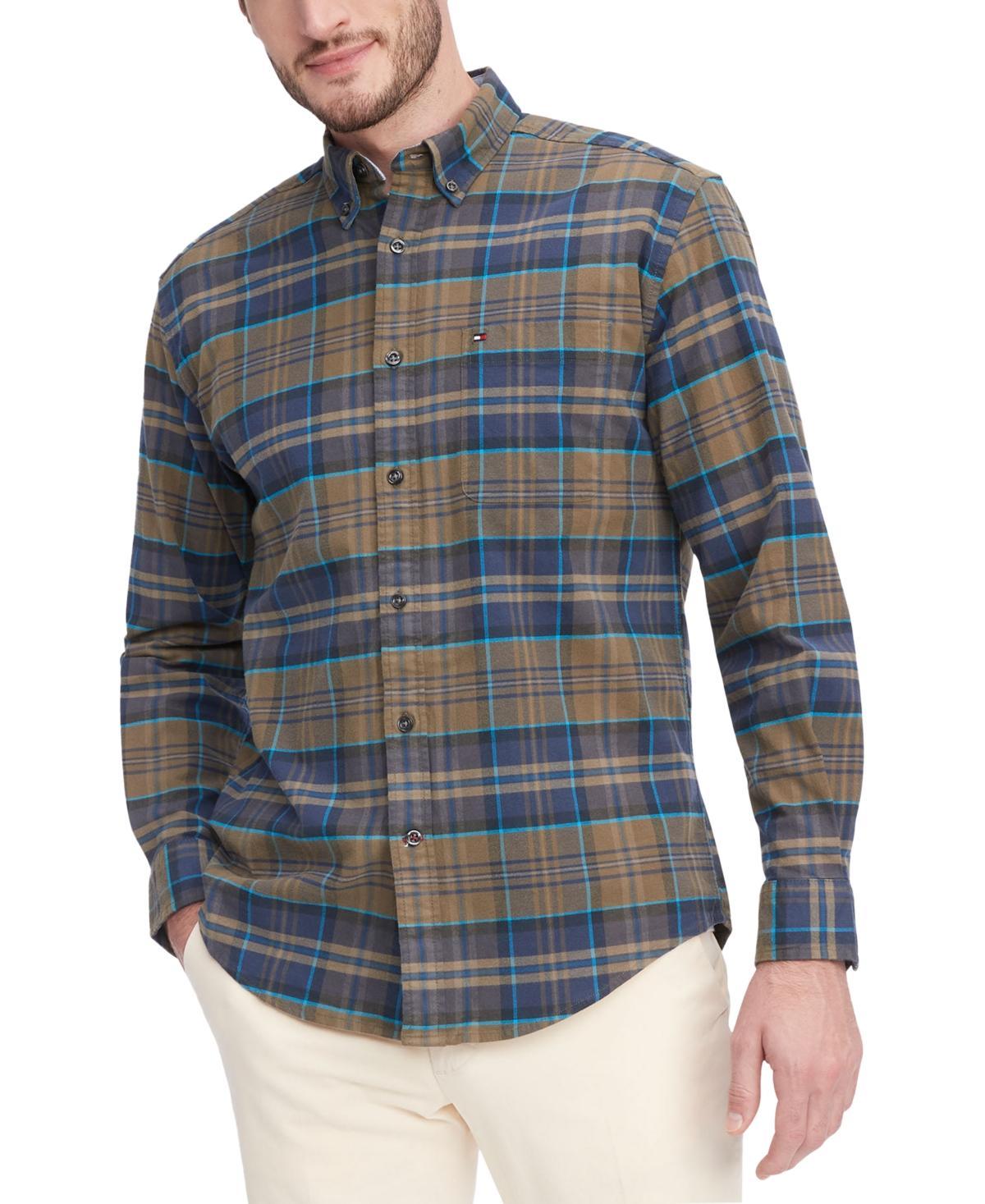 Tommy Hilfiger Mens Big & Tall Westley Regular-Fit Plaid Button-Down Brushed Twill Shirt Product Image