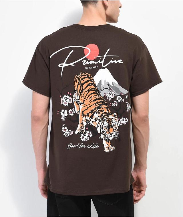 Primitive Ginza Cat Brown T-Shirt Product Image