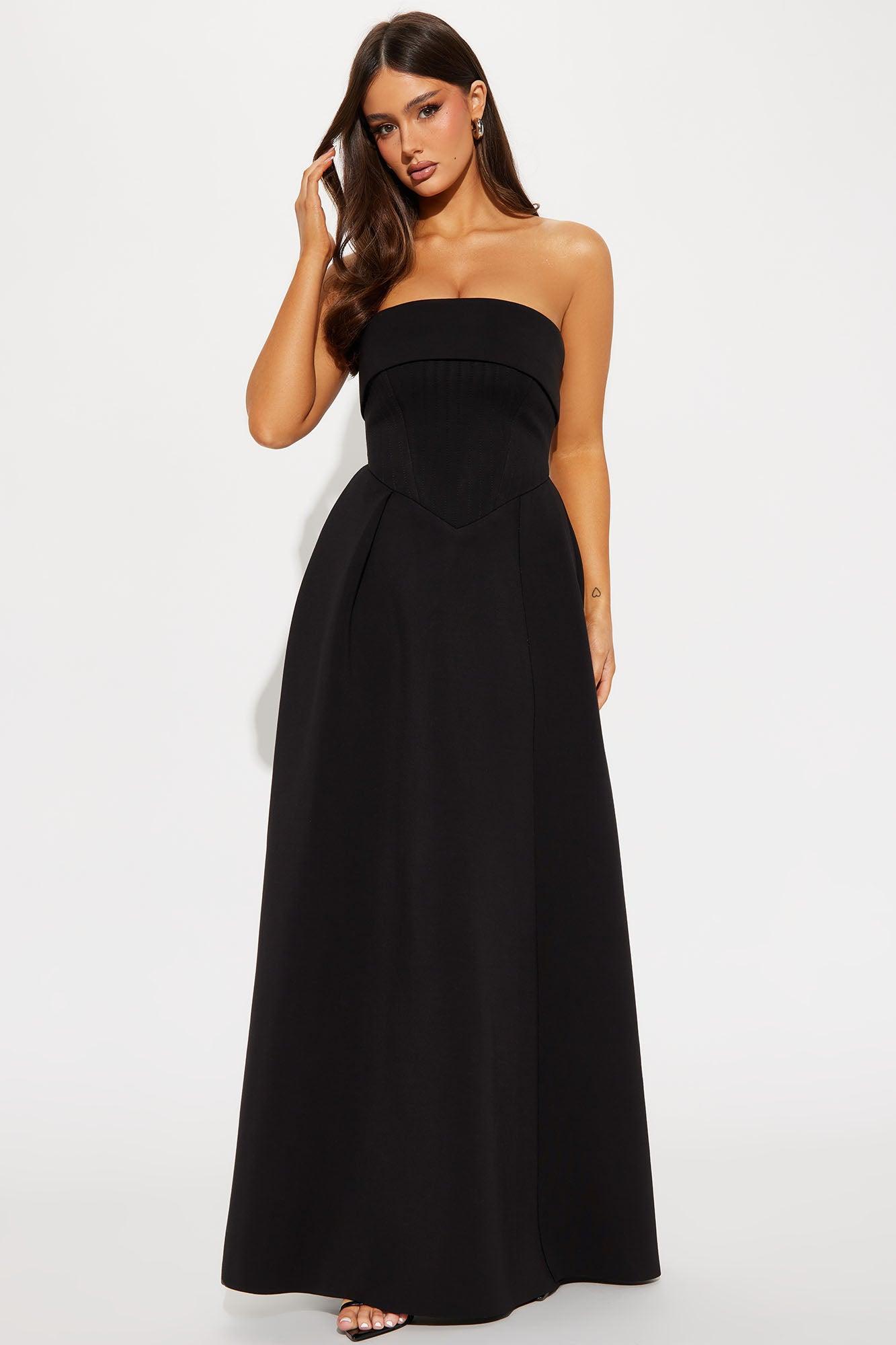 Britney High Slit Scuba Gown - Black Product Image