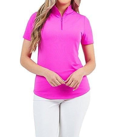 IBKUL Essential Solids Short Sleeve Quarter Zip Top Product Image