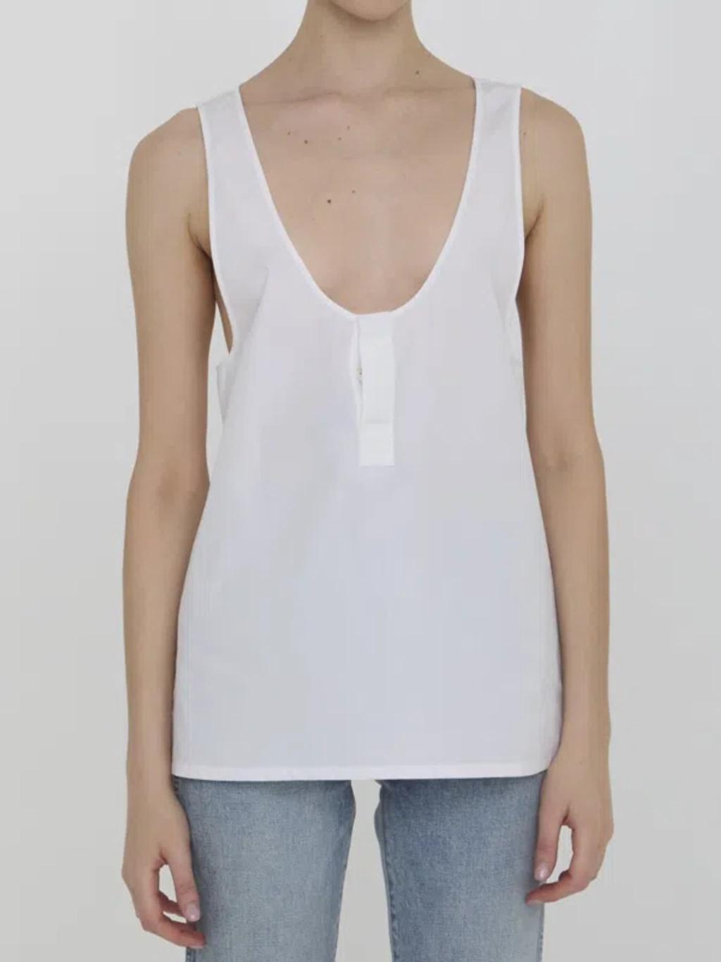 Henley  Tank Top In White Product Image