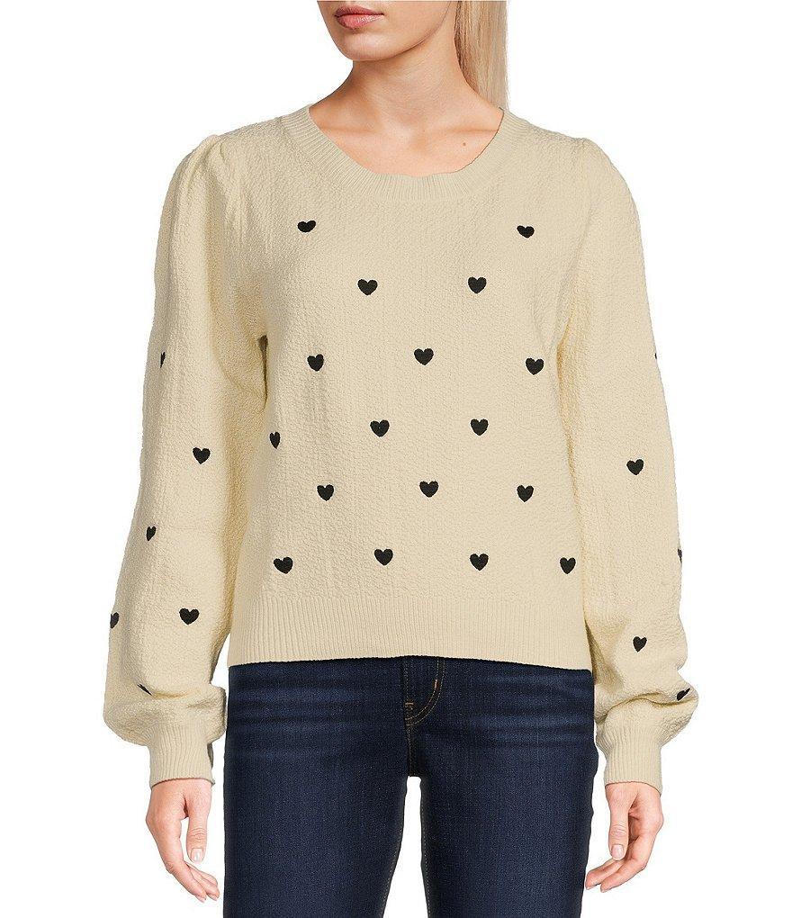 Sadie & Sage Heart Eyes Embroidered Sweater Product Image