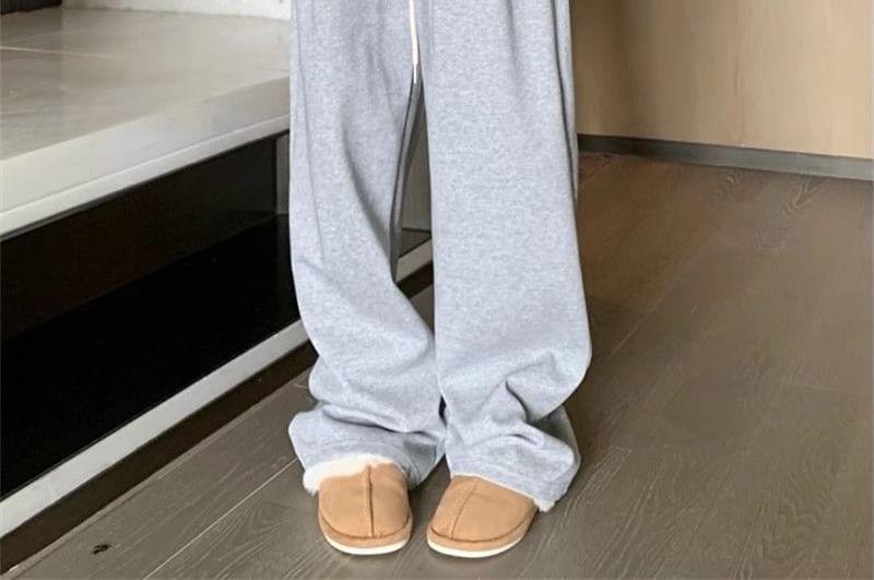 Drawstring Waist Plain Wide Leg Pants Product Image