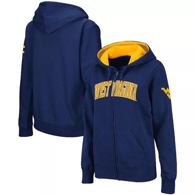 Womens Stadium Athletic West Virginia Mountaineers Arched Name Full-Zip Hoodie Blue Product Image