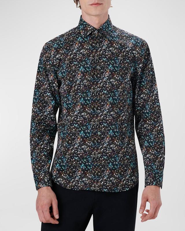 Mens Abstract-Print Stretch Sport Shirt Product Image