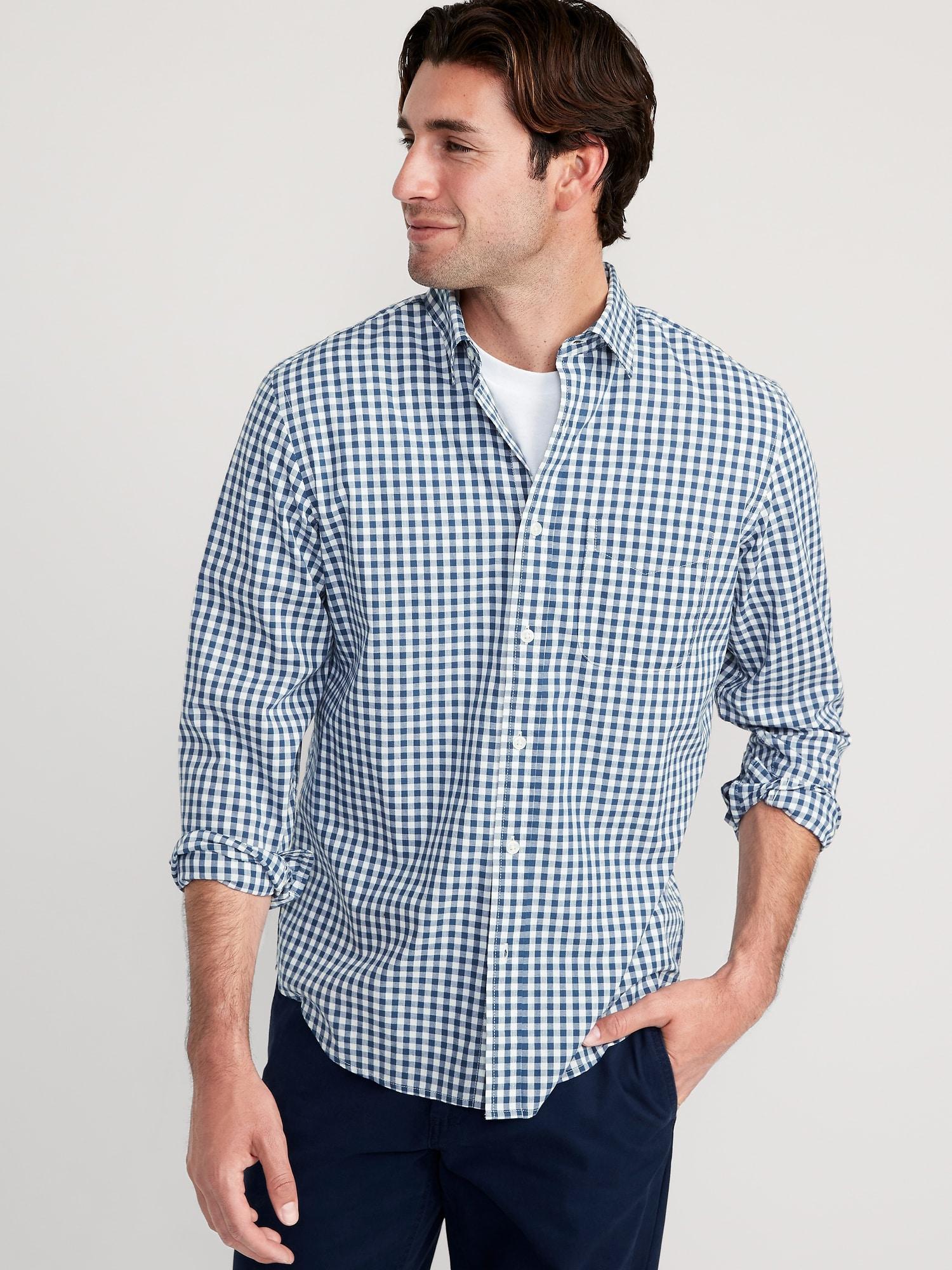 Old Navy Regular-Fit Built-In Flex Patterned Everyday Shirt for Men - Red/Blue - male - Size: M Product Image