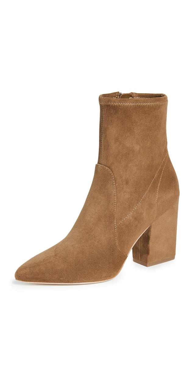 Loeffler Randall Isla Slim Ankle Bootie (Cacao Stretch Suede) Women's Shoes Product Image