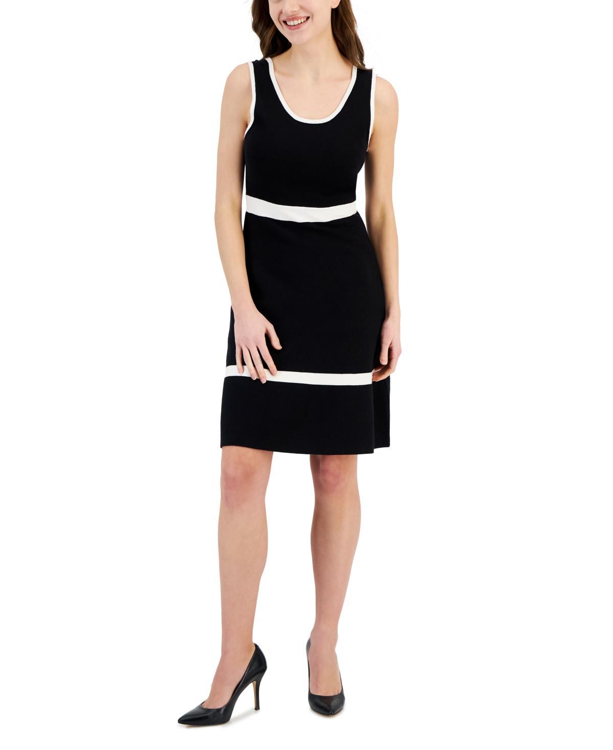 Anne Klein Contrast Trim Sleeveless Sweater Dress Product Image