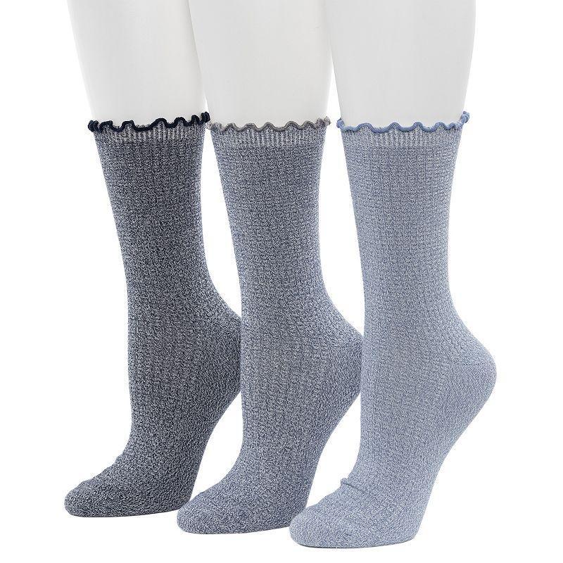 Womens Cuddl Duds 3-Pack Plushfill Midweight Textured Welt Thermal Stitch Crew Socks Product Image