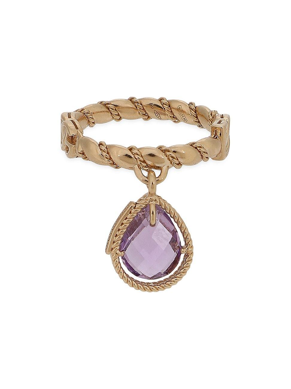 Womens 18K Yellow Gold & Amethyst Twisted Ring Product Image