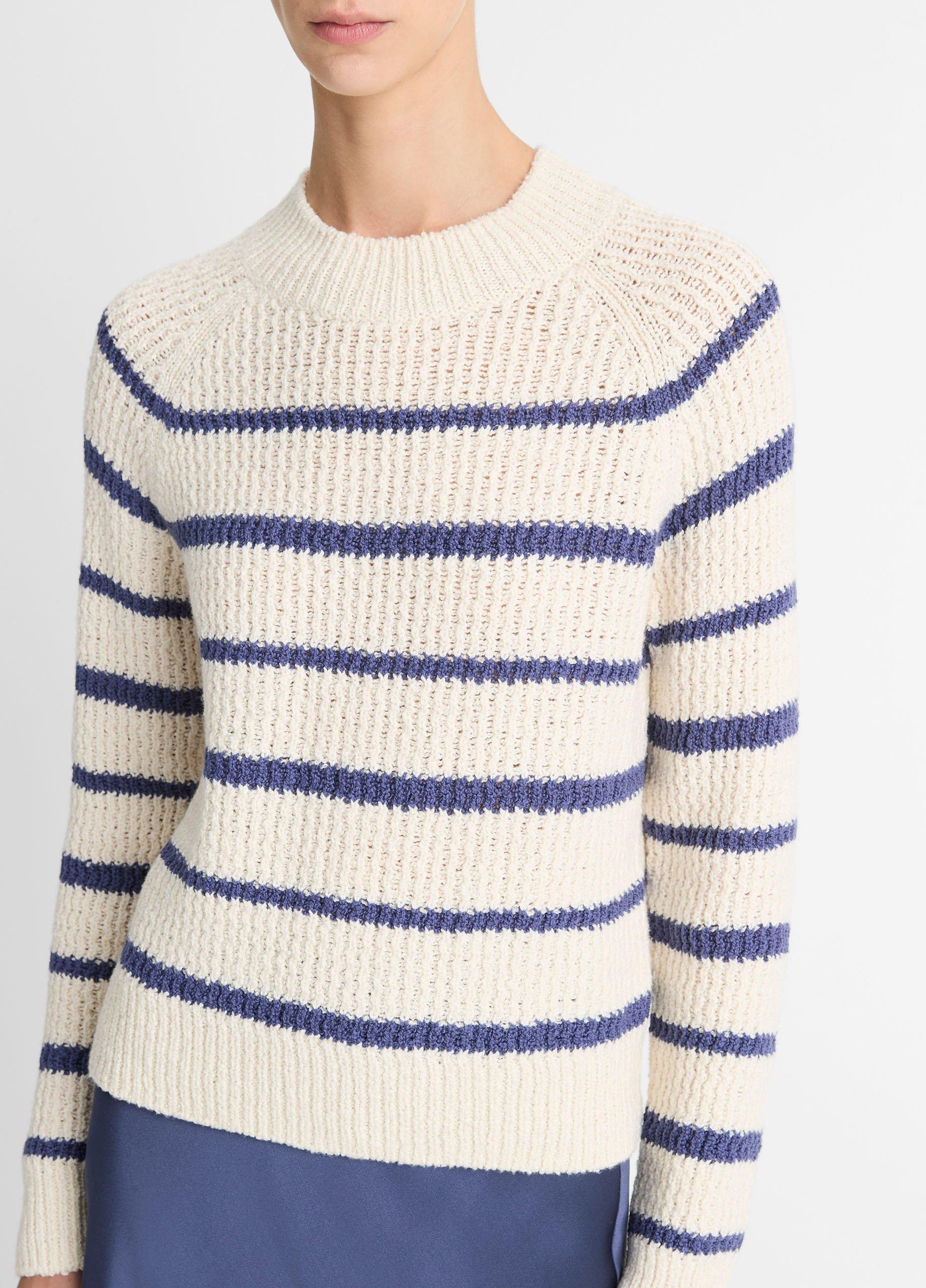 Ribbed Stripe Cotton-Blend Pullover Product Image