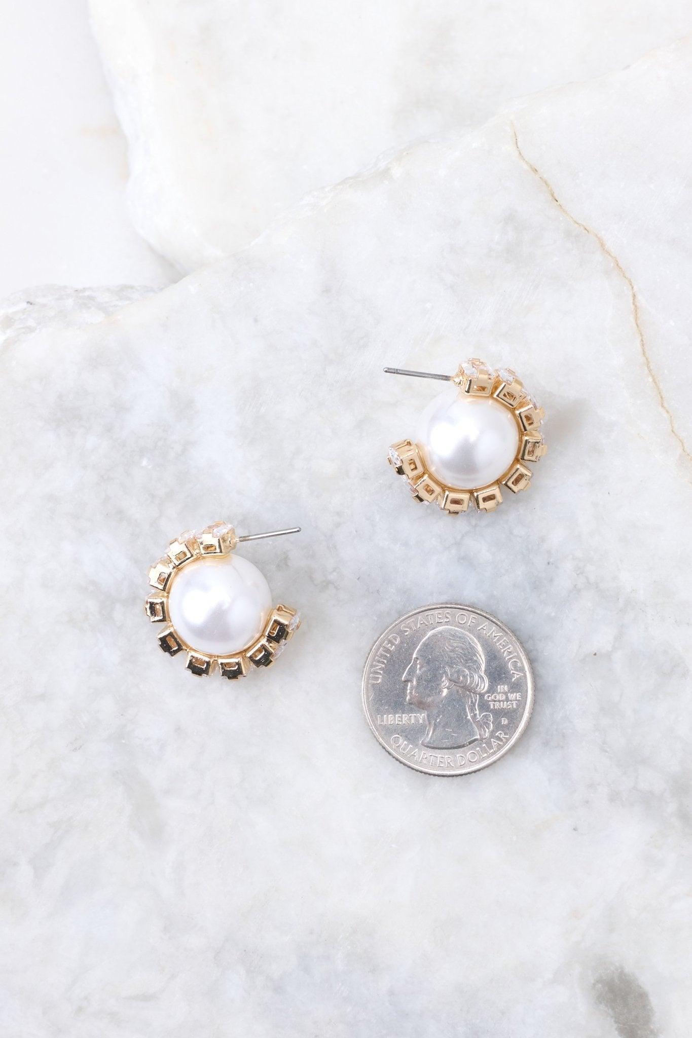 Time Goes On Pearl Gold Earrings Product Image