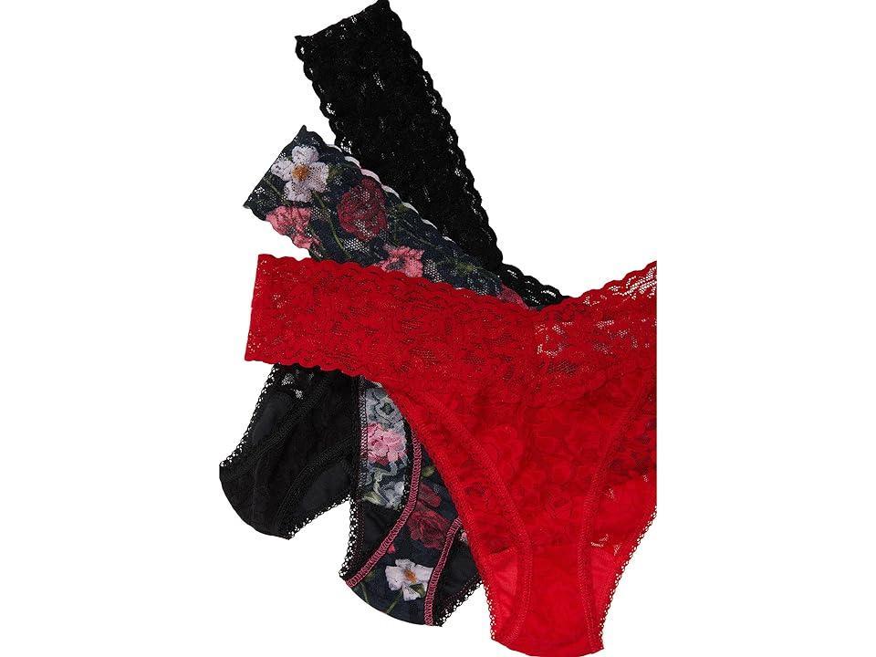 Hanky Panky Three-Pack Lace Original-Rise Thongs  - CHAI BLK LEOPARD Product Image