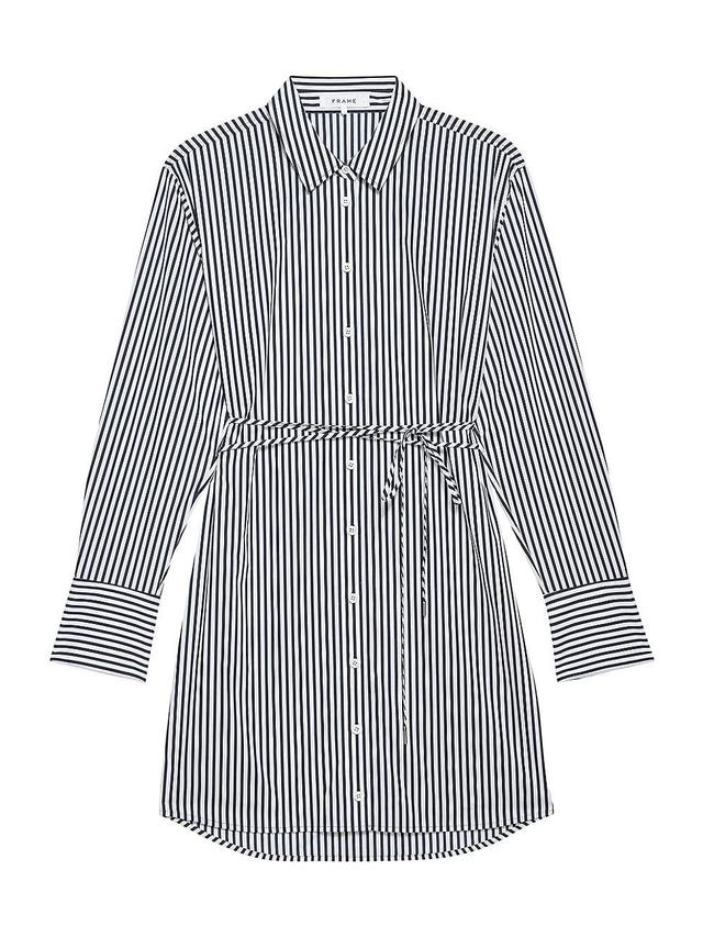 FRAME Stripe Tie Waist Long Sleeve Organic Cotton Shirtdress Product Image