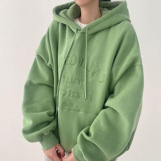 Lettering Embroidery Hoodie Product Image