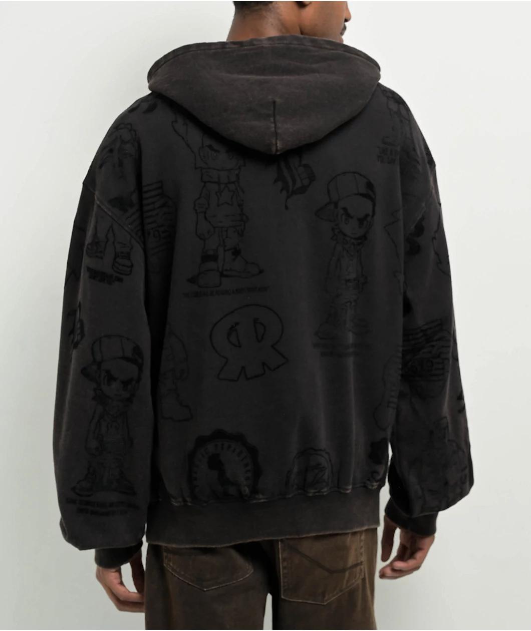 The Boondocks Collage Black Acid Wash Hoodie Product Image