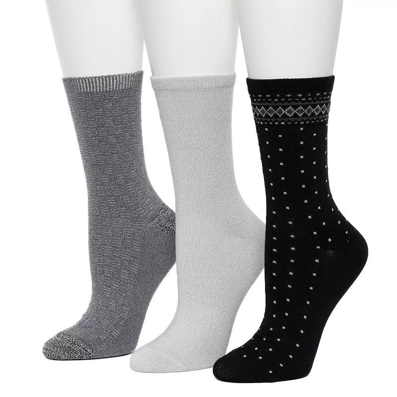 Womens Cuddl Duds 3-Pack Plushfill Midweight Diamond Fairisle Twist Checkboard Crew Socks Product Image