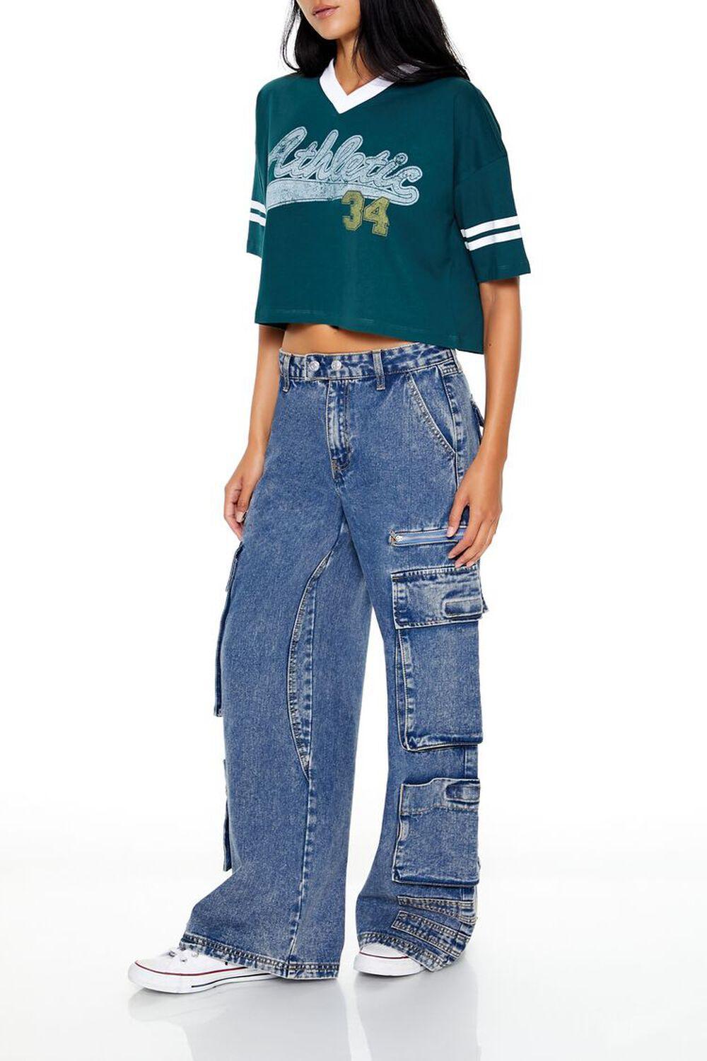 Mid-Rise Baggy Cargo Jeans | Forever 21 Product Image