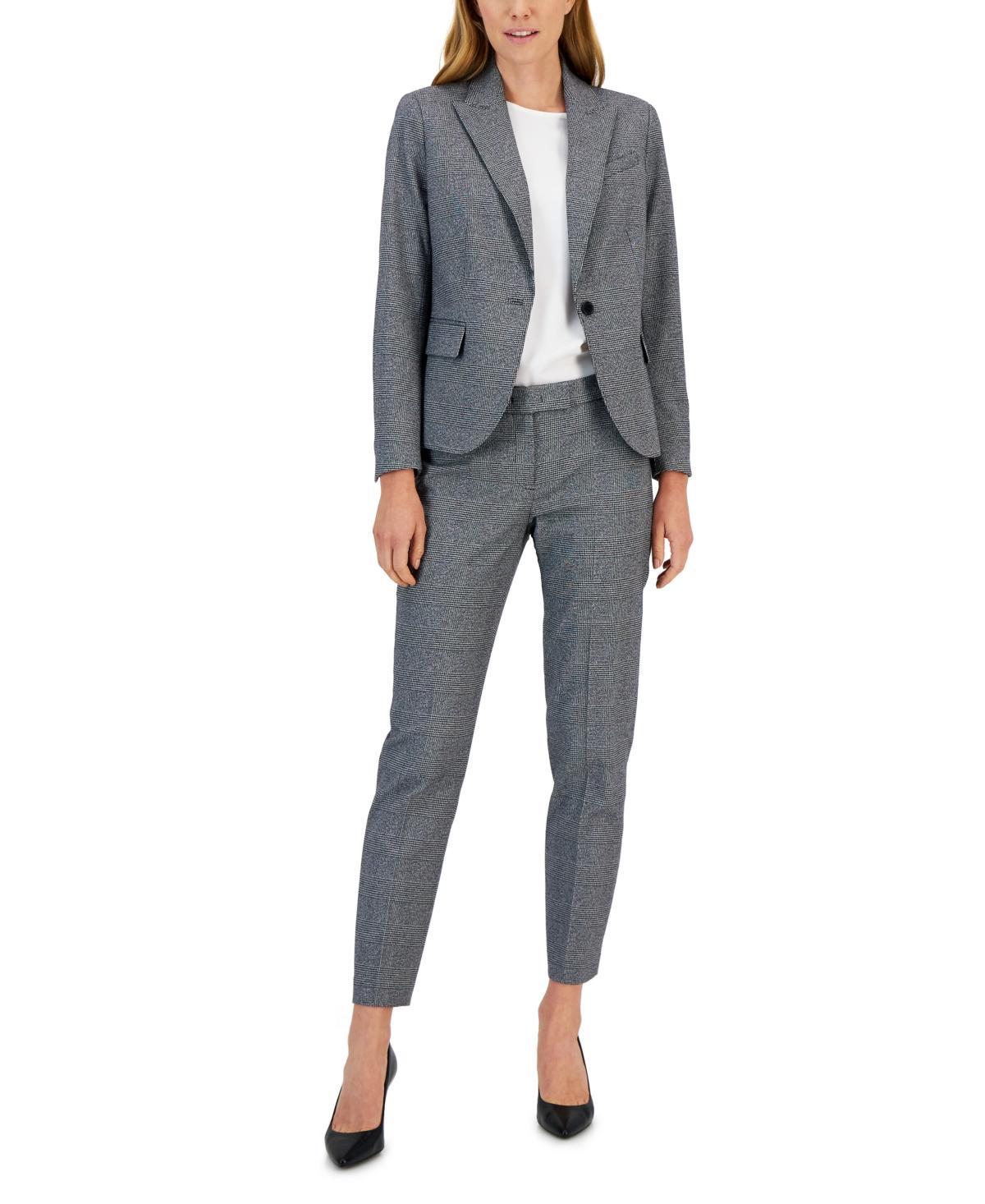 Anne Klein Womens Plaid One-Button Notch-Collar Pantsuit Product Image