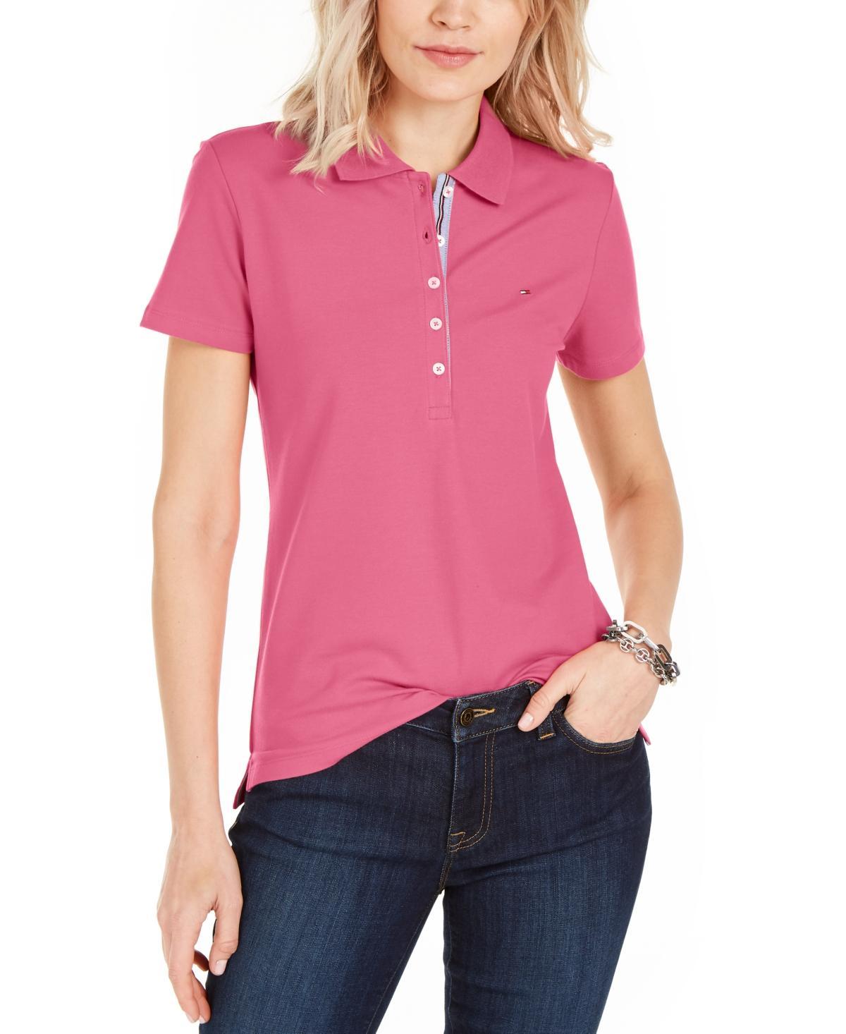 Tommy Hilfiger Solid Short Sleeve Polo Women's Clothing Product Image