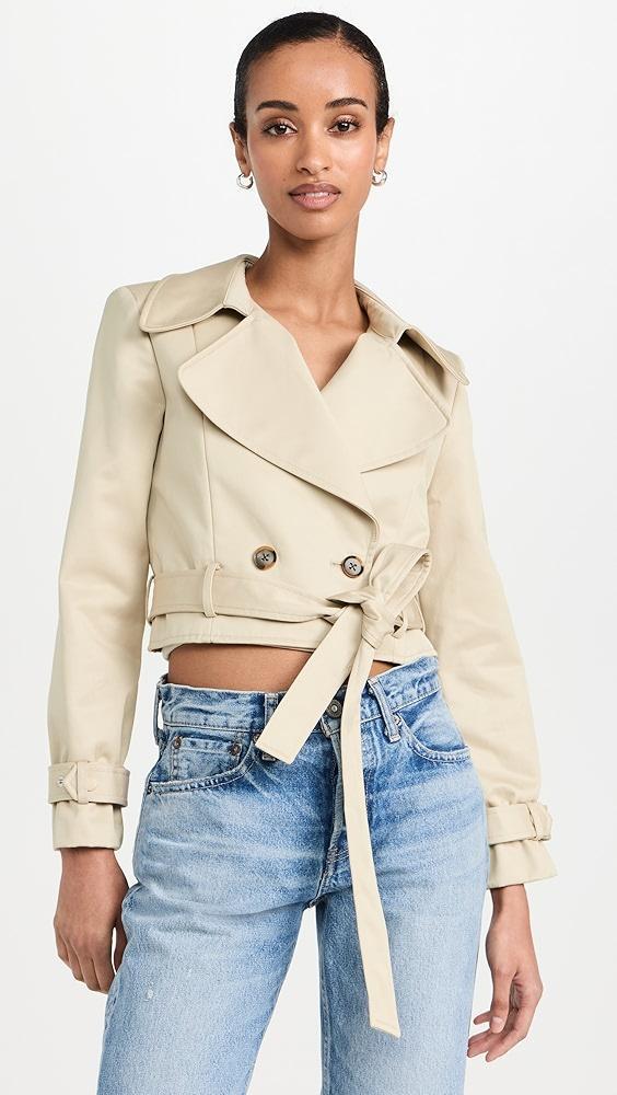 alice + olivia Hayley Cropped Trench Coat with Belt | Shopbop Product Image