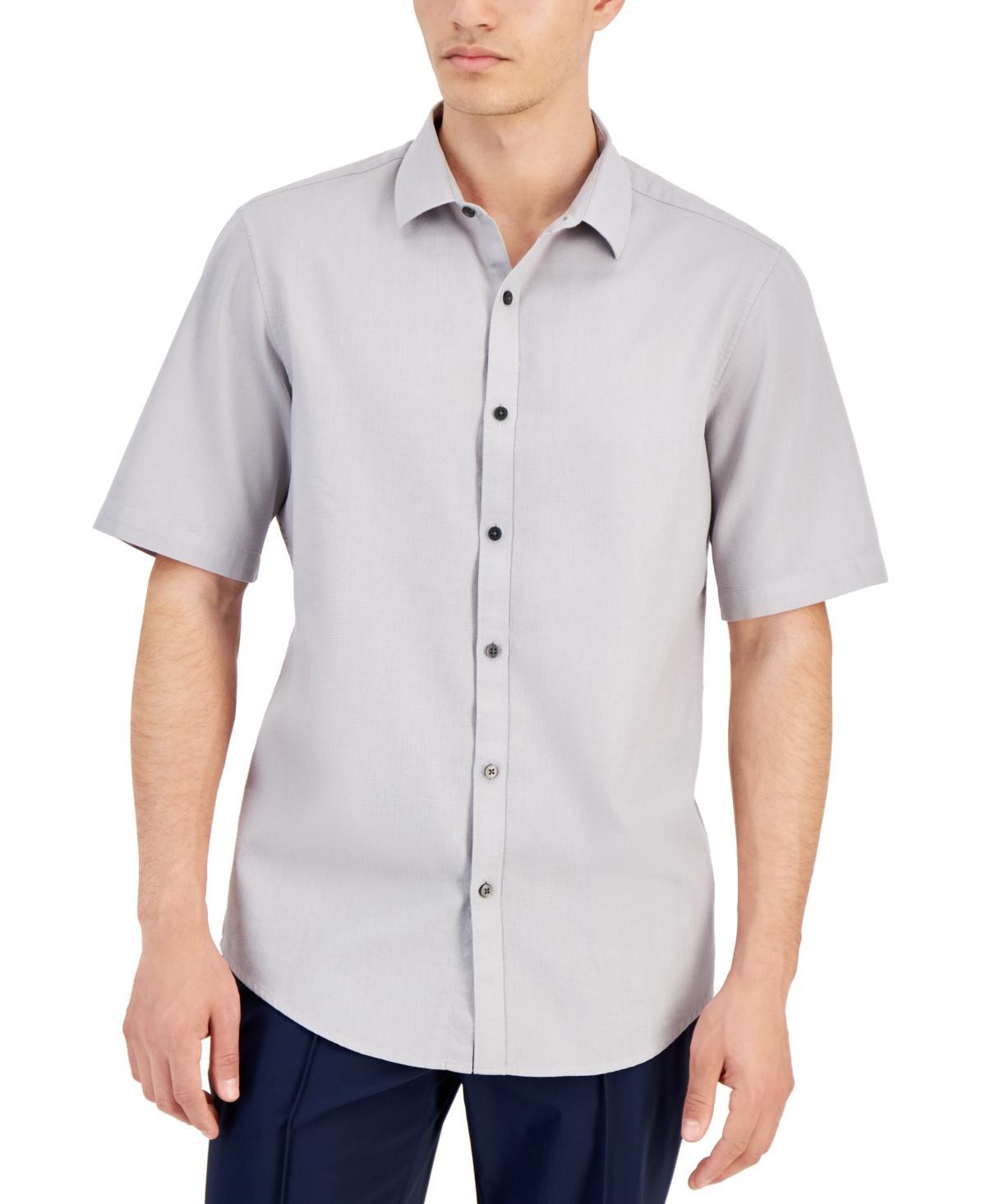 Alfani Mens Short-Sleeve Solid Textured Shirt, Created for Macys Product Image