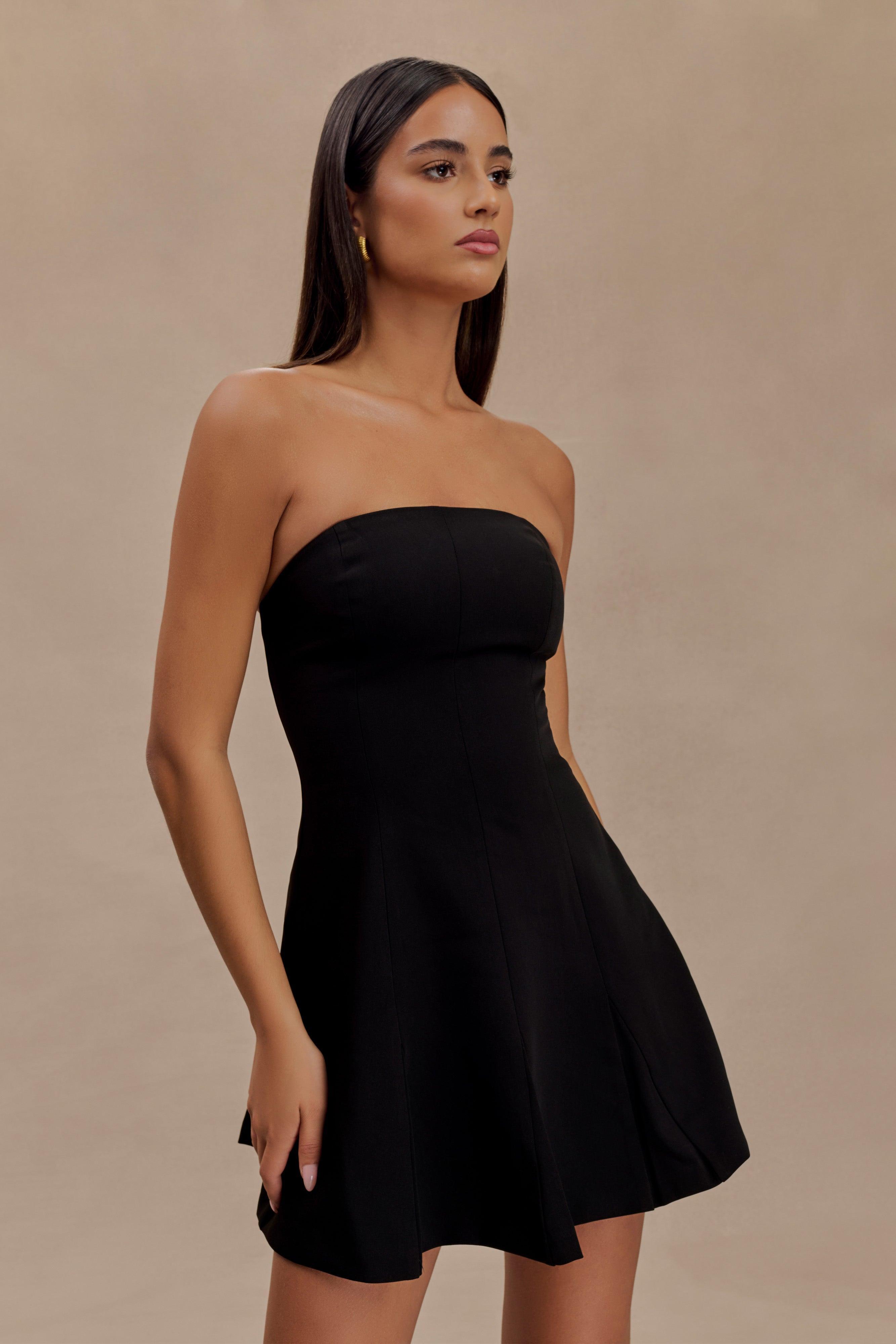 Indiana Strapless Suiting Mini Dress - Black Product Image