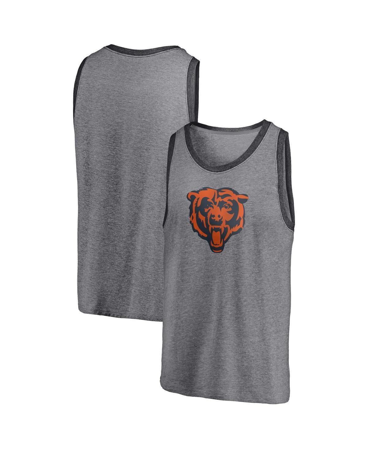 Men's Fanatics Branded Heathered Gray/Heathered Charcoal Chicago Bears Famous Tri-Blend Tank Top Product Image