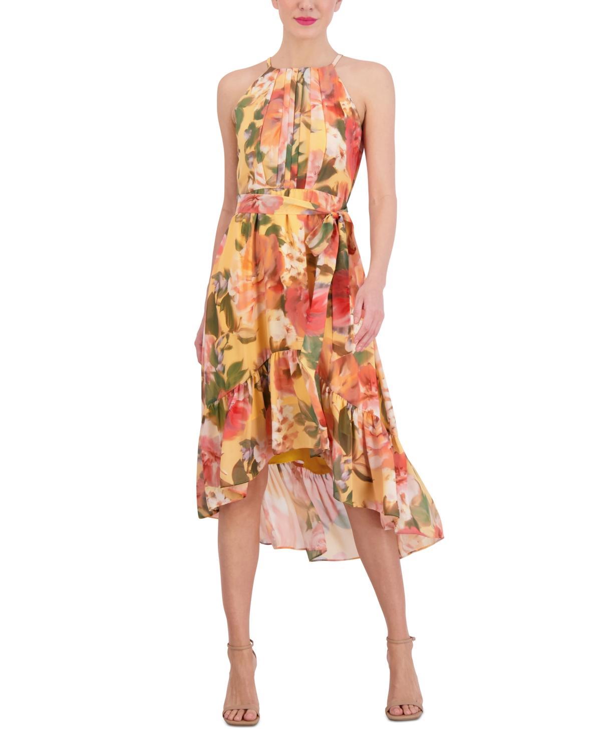 Vince Camuto Chiffon Halter High Low Midi Multi) Women's Dress Product Image