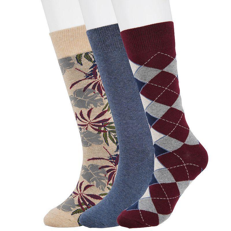 Mens Sonoma Goods For Life 3-pack Patterned Dress Socks Red Argyle Product Image