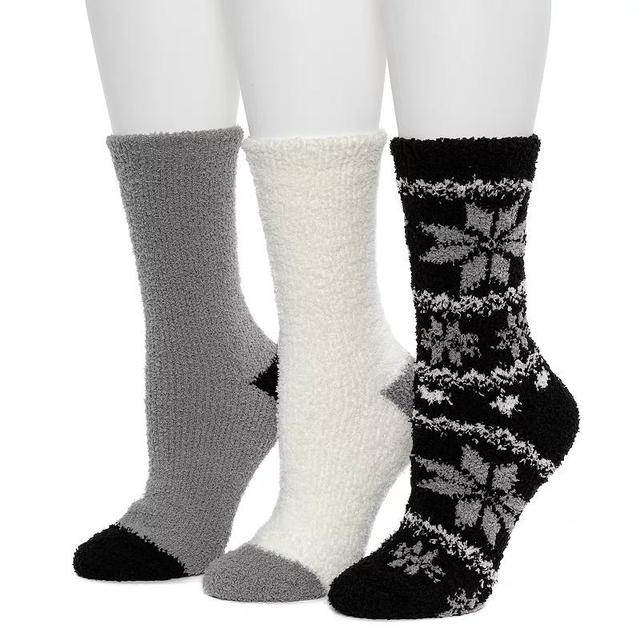 Womens Cuddl Duds 3 Pack Cozy Snowflake Fair Isle Crew Socks Product Image