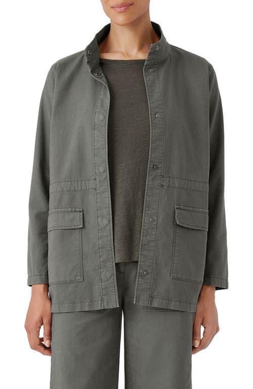 Eileen Fisher Stand Collar Organic Cotton Blend Jacket Product Image