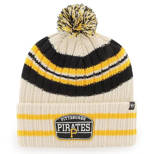 Mens 47 Natural Pittsburgh Pirates Home Patch Cuffed Knit Hat with Pom Product Image