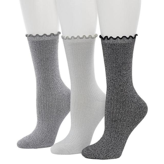 Womens Cuddl Duds 3-Pack Plushfill Midweight Textured Welt Thermal Stitch Crew Socks Product Image