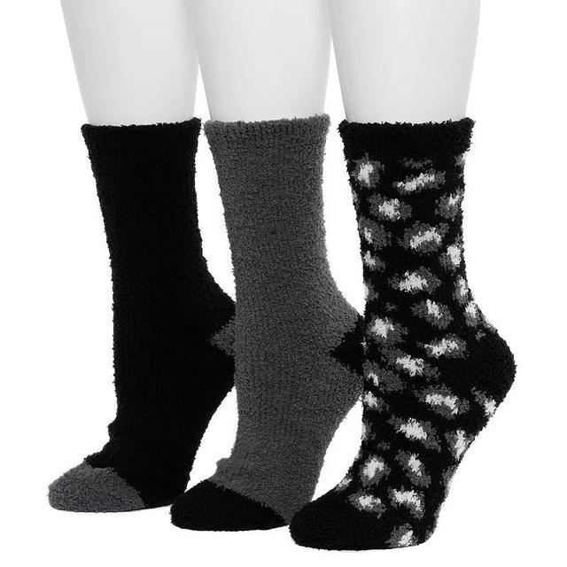 Womens Cuddl Duds 3 Pack Cozy Leopard Crew Socks Product Image