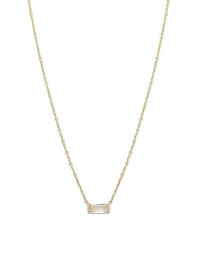 Womens 14K Yellow Solid Gold, Fresco Baguette Pendant Necklace Product Image