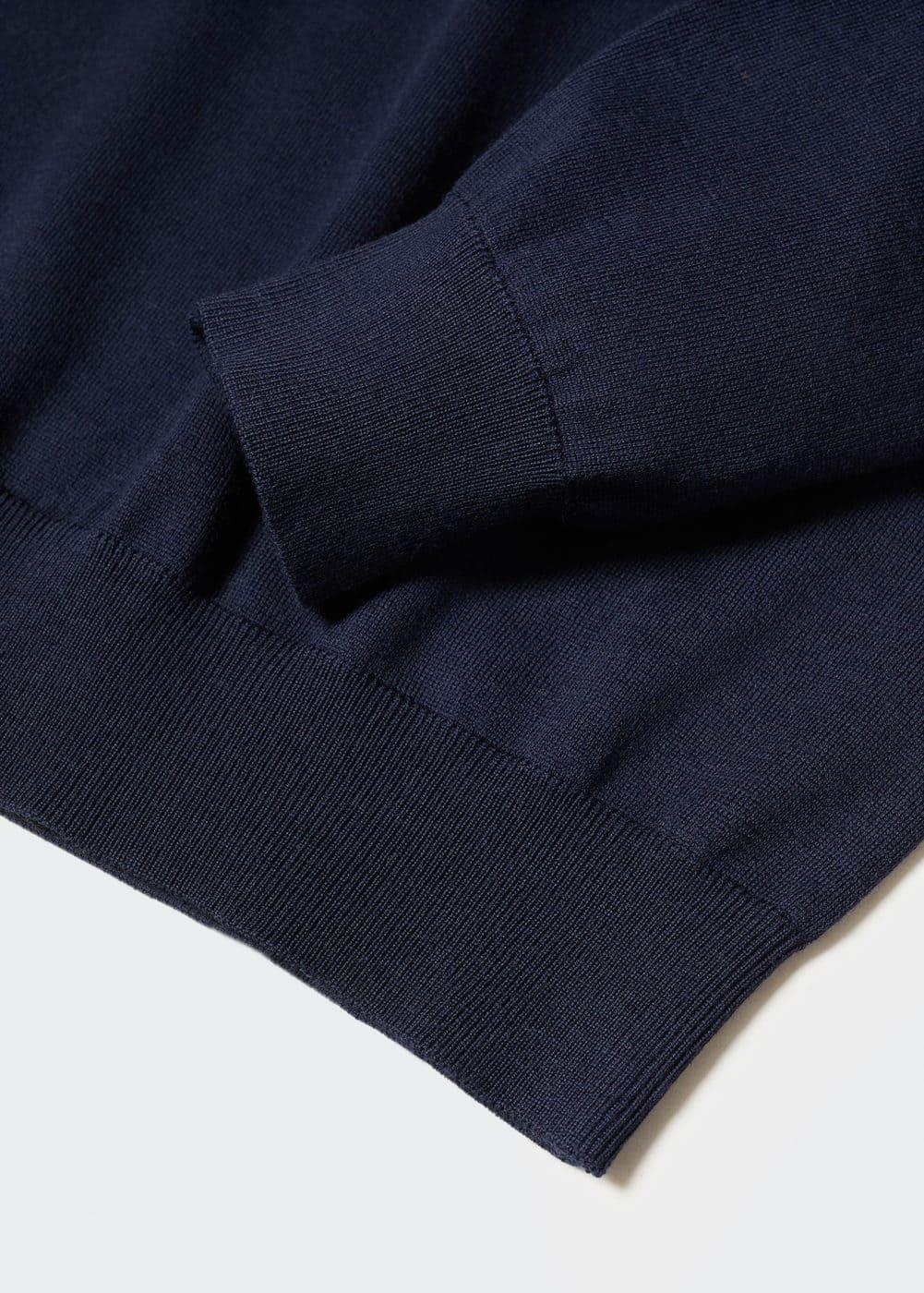 MANGO MAN - 100% merino wool V-neck sweater navy - S - Men Product Image