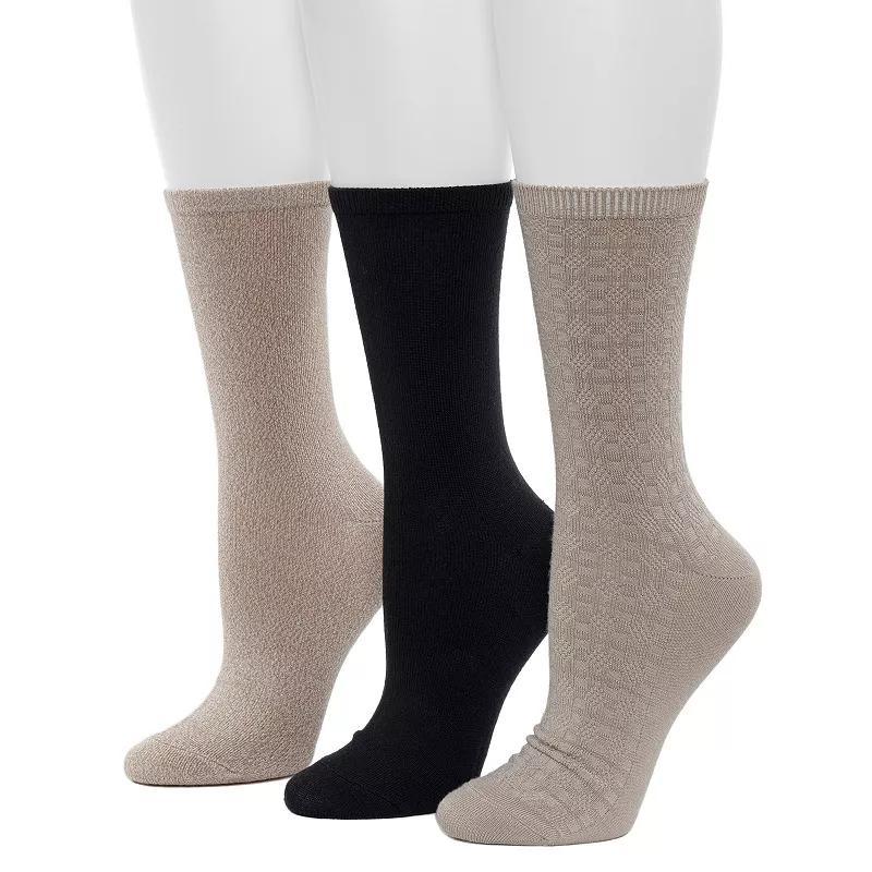 Womens Cuddl Duds 3-Pack Plushfill Midweight Circles Texture Crew Socks Product Image