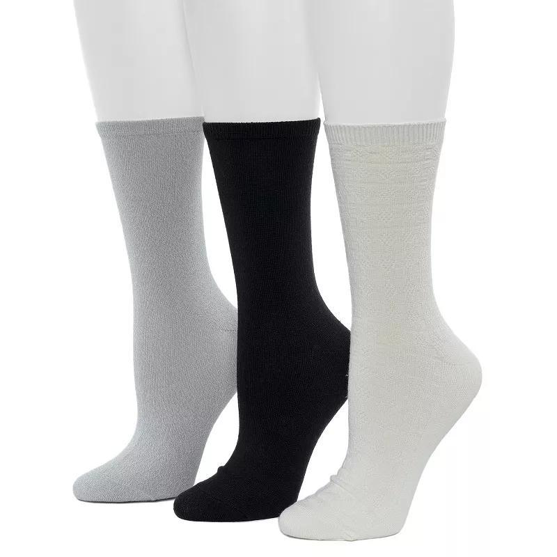 Womens Cuddl Duds 3-Pack Plushfill Midweight Circles Texture Crew Socks Product Image