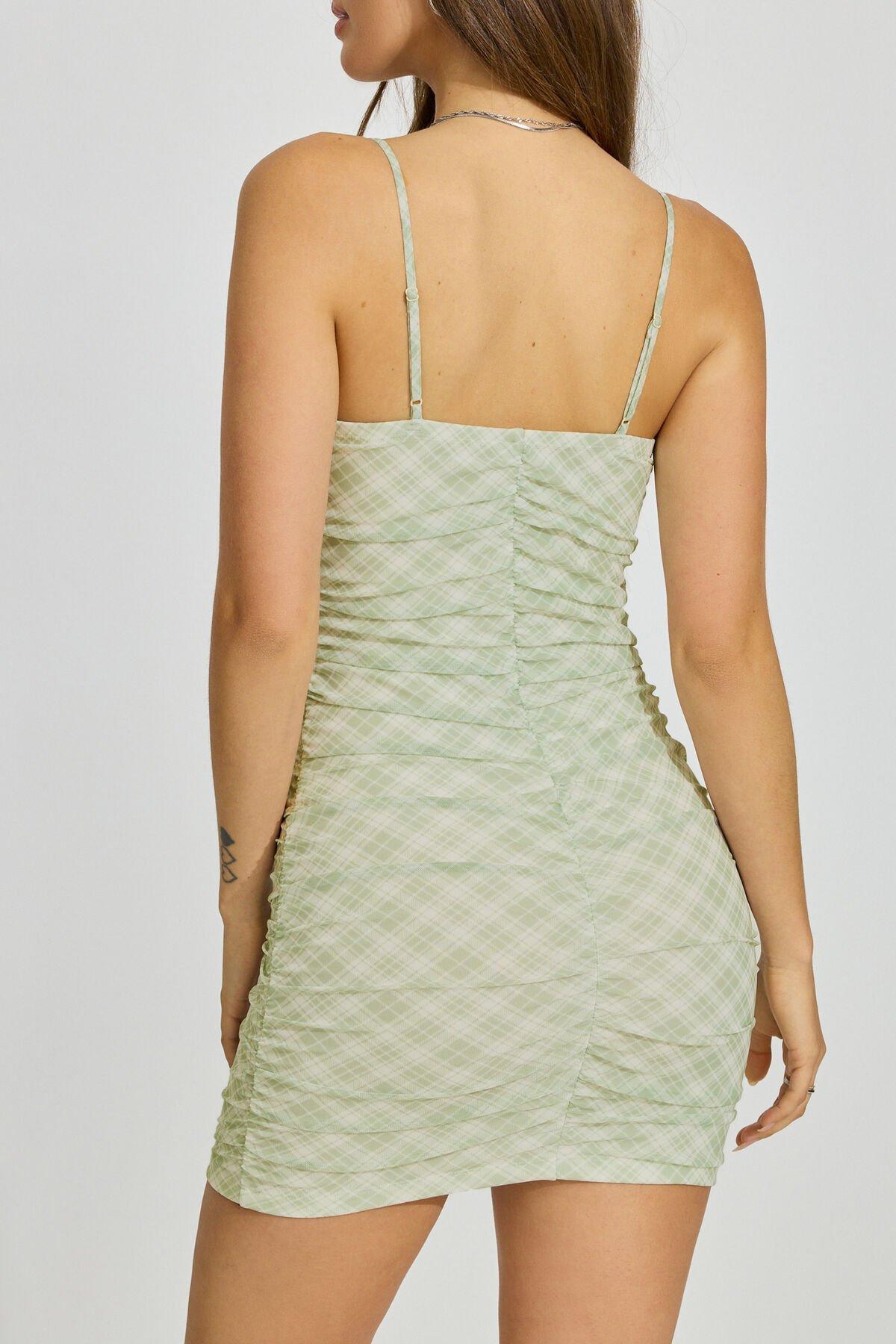 Ruched Mesh Mini Dress Product Image