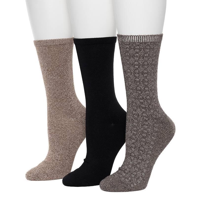 Womens Cuddl Duds 3-Pack Plushfill Midweight Circles Texture Crew Socks Product Image