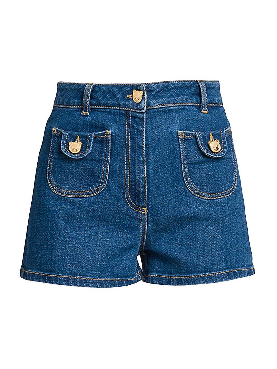 Womens Teddy Bear Buttons Denim Shorts product image