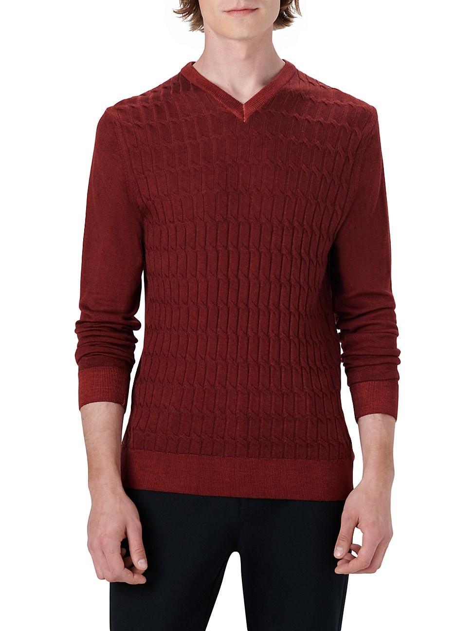 Mens Diamond Cable V-Neck Sweater Product Image