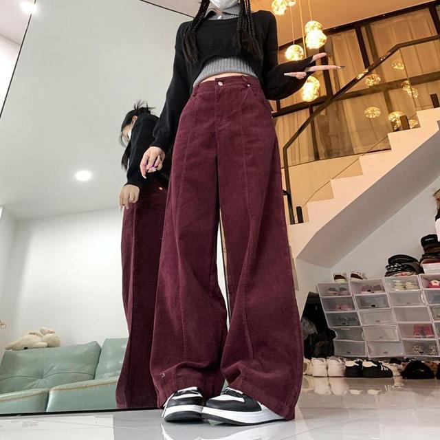 High Rise Corduroy Wide Leg Pants Product Image