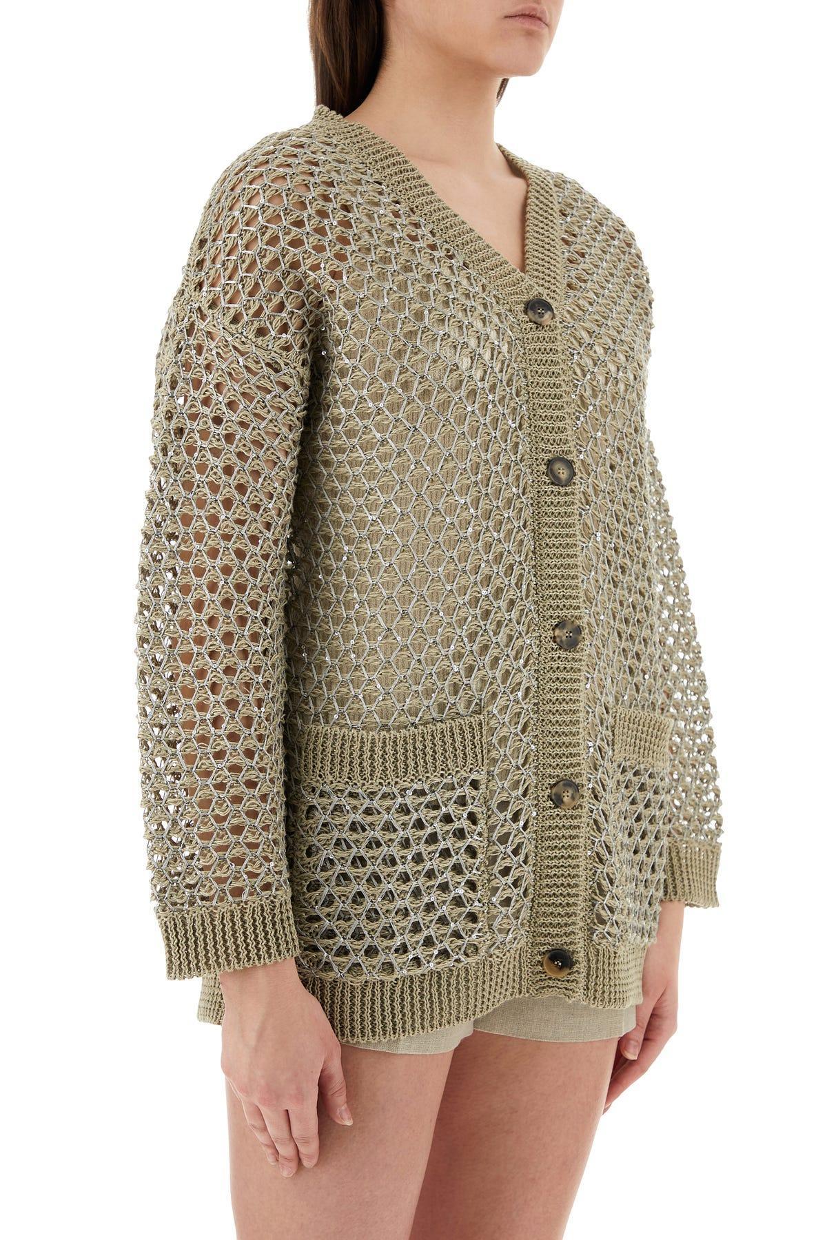 Sequin Embellished Knitted Cardigan In Grey Product Image