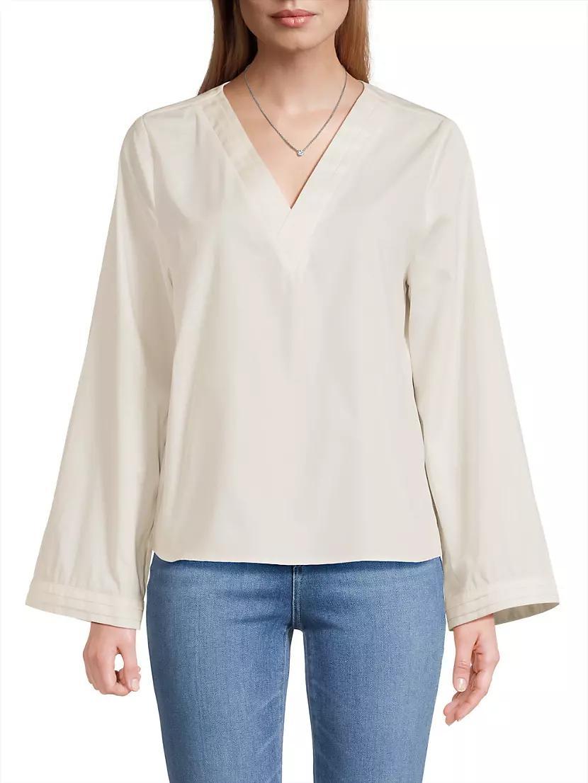 Zarina Cotton V-Neck Blouse Product Image