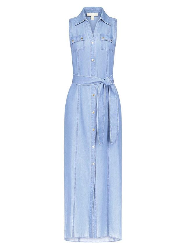 Womens Sleeveless Tie-Waist Maxi Shirtdress Product Image