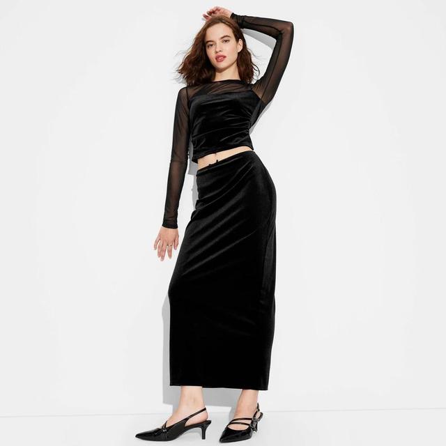 Womens Velour Maxi Skirt - Wild Fable Black Product Image