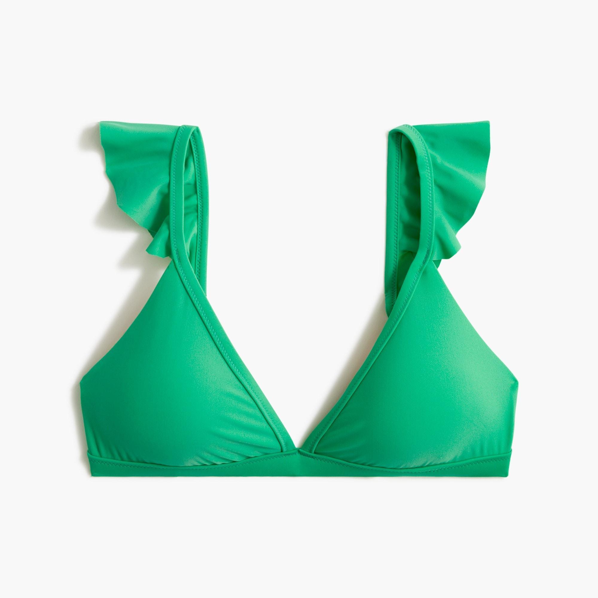 Ruffle-shoulder V-neck bikini top Product Image